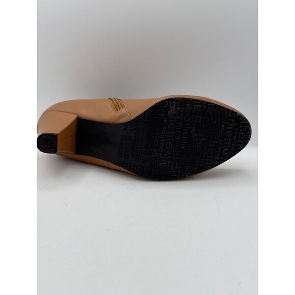 Leather Ankle Boots With Mid Heel & Gold Zip Closure Size 7 - Picture 6 of 7